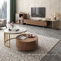 Marble Gold Couchtisch Walnussfarbener Beistelltisch